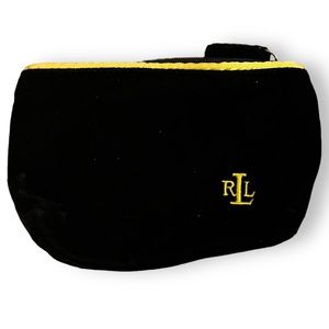 Vintage Black Velvet Ralph Lauren Embroidered Logo Zippered Pouch